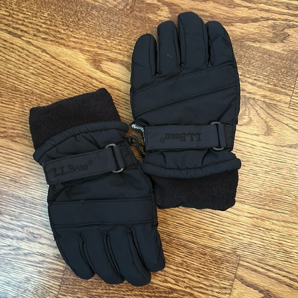 LL Bean Thinsulate Kids Black Snow Gloves, Size Large Kids